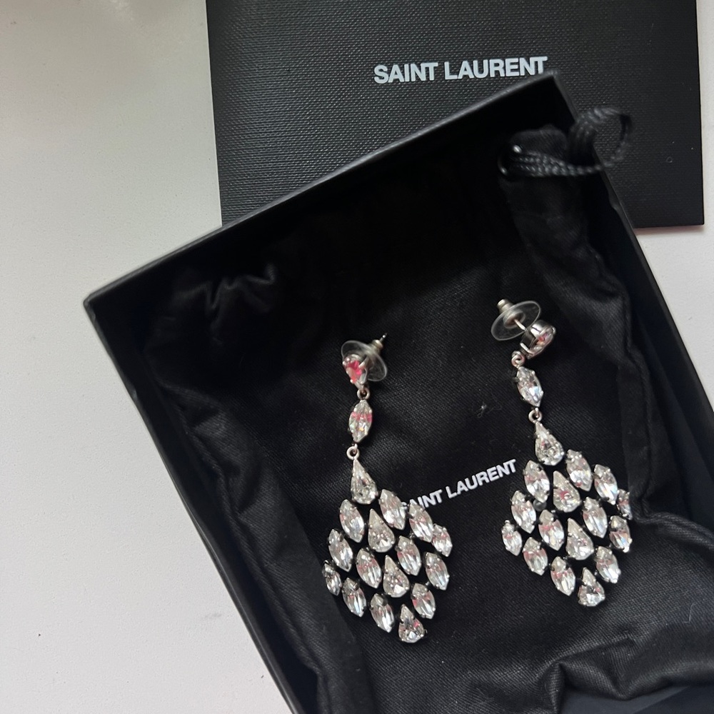 YSL Saint Laurent chrystal drop earrings